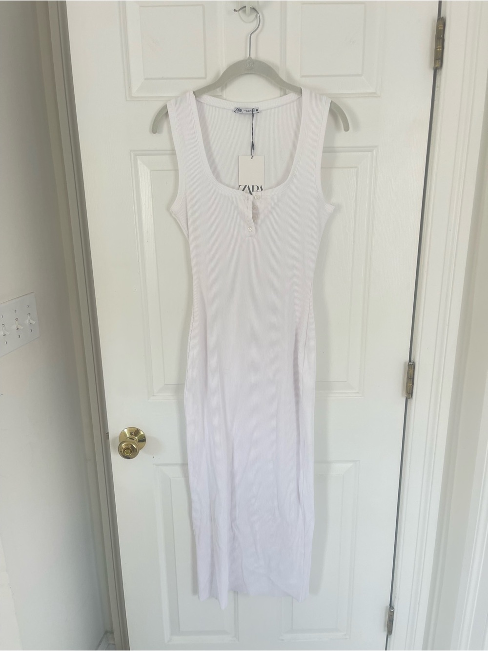 NWT Zara White Henley Maxi Dress